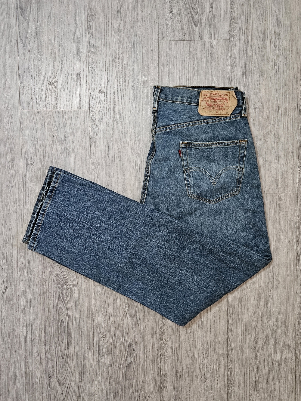 Levi's Men's 501 36x32 Vintage Blank Tab Blue Straight Jeans
